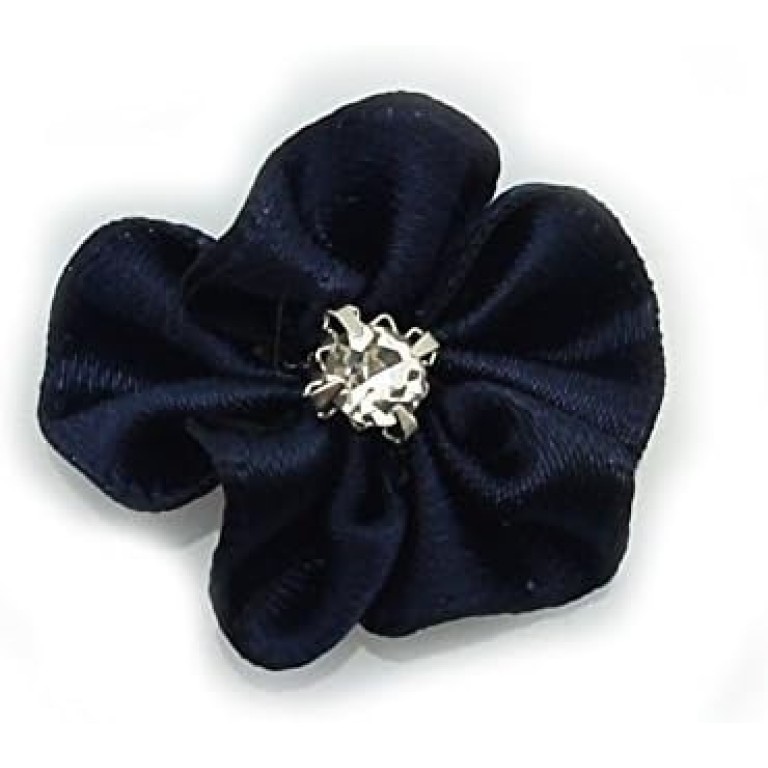 HAND Pretty Satin Ribbon and Diamante Flower Sew On Trims for Clothing and Accessory Embellishment 24 mm x 24 mm Pack of 20, Midnight Blue HAND Pretty Satin Ribbon and Diamante Flower Sew On Trims for Clothing and Accessory Embellishment 24 mm x 24 mm Pack of 20, Midnight Blue