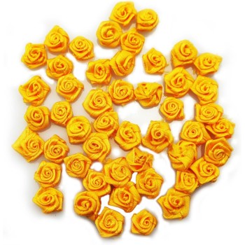 HAND Pretty Little Ribbon Flower Sew On Trims for Clothing and Craft Embellishment 12 mm x 12 mm Pack of 50 Egg Yolk Yellow