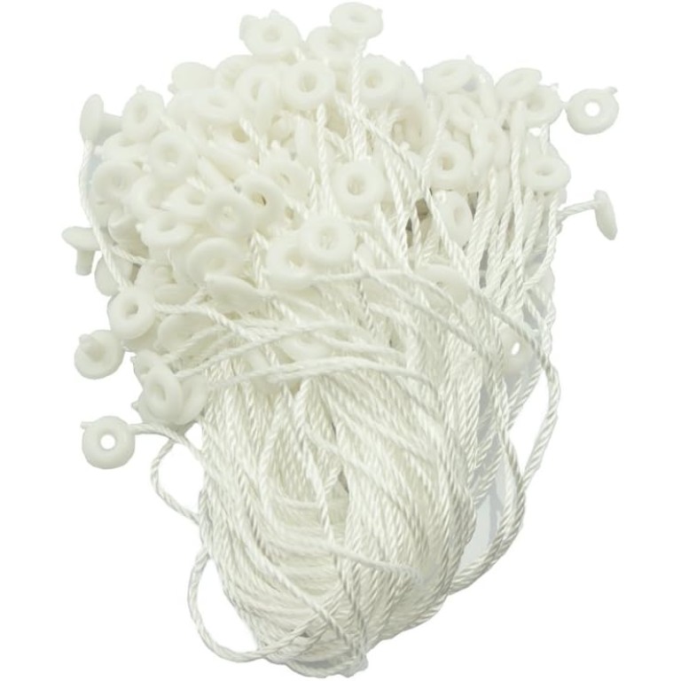 HAND Easy and Fast to Attach Hang Tag, Nylon String Round Snap Lock 20 cm 1000pcs, White HAND Easy and Fast to Attach Hang Tag, Nylon String Round Snap Lock 20 cm 1000pcs, White