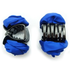 HAND Stylish Elegant Satin Rose Bulldog Hair Clips 70 mm x 50 mm Pack of 2, Electric Blue