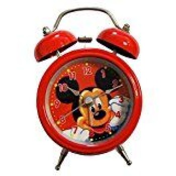HAND 8815 Silent Children’s Twin Bell Alarm Clock – Cartoon Style Metal Alarm Clock with Night Light, Non-Ticking Movement for Kids Bedroom (Design 5)