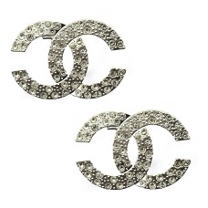 HAND XZ-XN-006 Silver Pack of 2 Beautiful Elegant Crystal Inlaid Brooches - Size: Appx 46 x 32 mm - Brooches have Safety Pin on the Back - Elegant and Beautiful Decoration for All Occasions