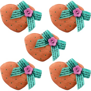 HAND H1004 Soft Padded Peach Pink Pretty Polka Dot Decorative Heart Bow and Flower Fabric Embellishment Trims - Pack of 5 HAND H1004 Soft Padded Peach Pink Pretty Polka Dot Decorative Heart Bow and Flower Fabric Embellishment Trims - Pack of 5