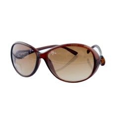HAND H1045 A-5 Stylish Brown Frame Ladies Fashion Sunglasses with Attractive Silver Tone Temple Motif - Width at Temples 140 mm - 100% UV400 protection
