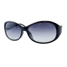 HAND H1046 A-5 Stylish Black Frame Ladies Fashion Sunglasses with Attractive Silver Tone Temple Motif - Width at Temples 140 mm - 100% UV400 protection