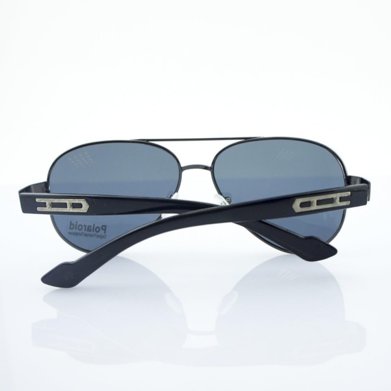 HAND H1050 502 Polaroid Aviator Sunglasses with Black & Gunmetal Grey Frame and Blue-Grey Lenses - Width at Temples 134 mm - 100% UV400 protection HAND H1050 502 Polaroid Aviator Sunglasses with Black & Gunmetal Grey Frame and Blue-Grey Lenses - Width at Temples 134 mm - 100% UV400 protection
