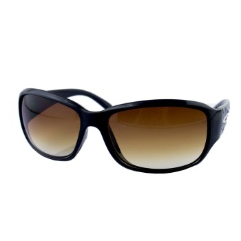 HAND Stylish 032 Unisex Sunglasses in a Black Frame with Brown Lenses - Width at Temples 138 mm - 100% UV400 protection