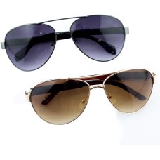 HAND Stylish Aviator Style Sunglasses Assorted 100% UV400 protection - Pack of 2 Pairs