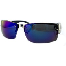 HAND Stylish Black and Silver Frame and Violet-Grey Lens Sunglasses, with Silver Arm Motif - 100% UV400 protection
