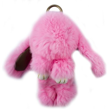 HAND Large Cute Pink Fluffy Bunny Rabbit Keyring Charm Hangbag Charm