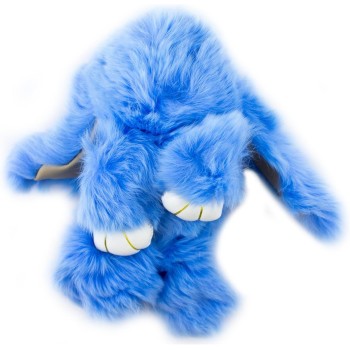 HAND Large Cute Blue Fluffy Bunny Rabbit Keyring Charm Hangbag Charm