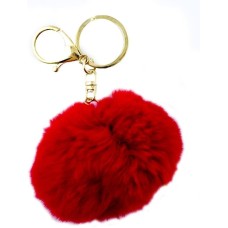 HAND Large Red Fluffy Pompom with Lobster Clasp and Keyring Bag Pendant Key Charm