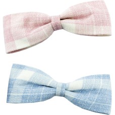 HAND Pretty Hair Clip with a Check Pattern Fabric Bow - Pack of 2