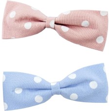 HAND Pretty Hair Clip with a Polka Dot Pattern Fabric Bow - Pack of 2