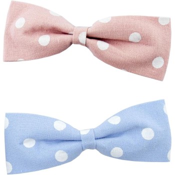 HAND Pretty Hair Clip with a Polka Dot Pattern Fabric Bow - Pack of 2