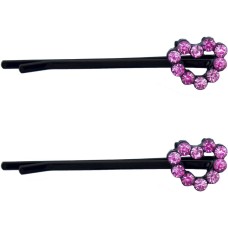 HAND Stylish Heart Crystal Hairpin Barrettes - Pack of 2 Pairs