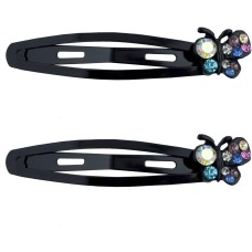 HAND Stylish Crystal Butterfly Hair Clips Barrettes - Pack of 3 Pairs