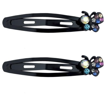 HAND Stylish Crystal Butterfly Hair Clips Barrettes - Pack of 3 Pairs