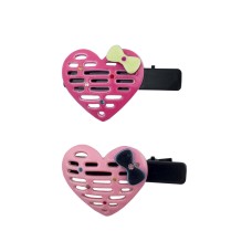 HAND Stylish Heart Design Enamel Hair Clip Barrettes - 60 mm x 30 mm Approx - Pack of 2