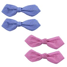 HAND A Pair of Pretty and Stylish Thin Striped Fabric Bow Hair Clip Barrettes - 8 cm x 3 cm