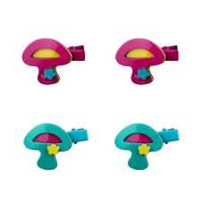 HAND Two Pairs of Colourful Cute Mushroom Hair Clip Barrettes