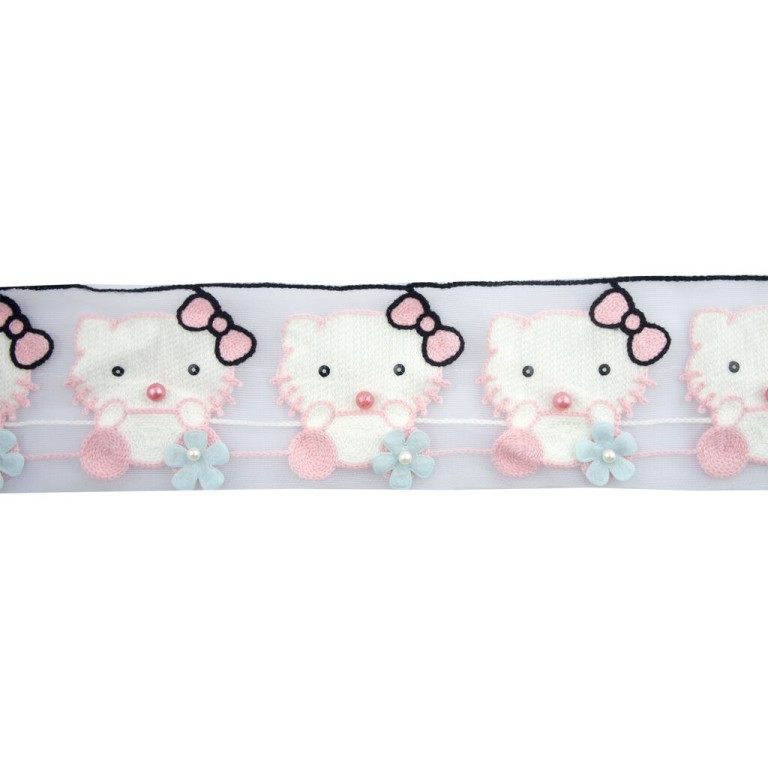 HAND Hello Kitty Design Fabric Decorative Trim Sew on Trim w/ net Backing - Half Metre Appx 6pcs (8x8cm) HAND Hello Kitty Design Fabric Decorative Trim Sew on Trim w/ net Backing - Half Metre Appx 6pcs (8x8cm)