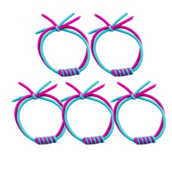 HAND A Pack of 5 Pretty Pink and Blue Two-Tone Twisting Elasticated Ponytail Hair Bands