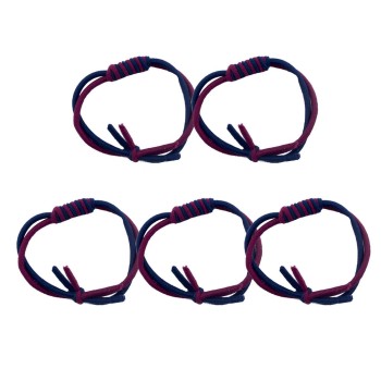 HAND A Pack of 5 Pretty Two-Tone Navy and Burgundy Twisting Elasticated Ponytail Hair Bands