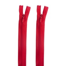 HAND® 2 PCS Red Invisible Zipper for Dresses, Skirts, Blouses, Pants etc. - 16 inch (41 cm) Long - Nylon Zip and Metal Zip Head