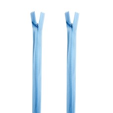 HAND® 2 PCS Sky Pastel Blue Invisible Zipper for Dresses, Skirts, Blouses, Pants etc. - 16 inch (41 cm) Long - Nylon Zip and Metal Zip Head