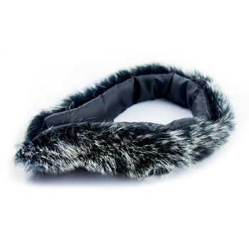 HAND® Black with White Highlights Luxurious Fake Fur Collar with Padded Lining - 750 mm Long x 100 mm Wide