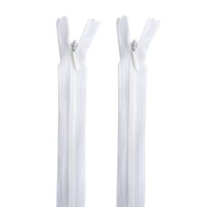 HAND® 2 PCS White Invisible Zipper for Dresses, Skirts, Blouses, Pants etc. - 10 inch (25.5 cm) Long - Nylon Zip and Metal Zip Head