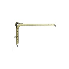 HAND® Small 125 x 75 mm Brass Tone L-Shaped Purse Frame with Decorative Clasp and Perforations