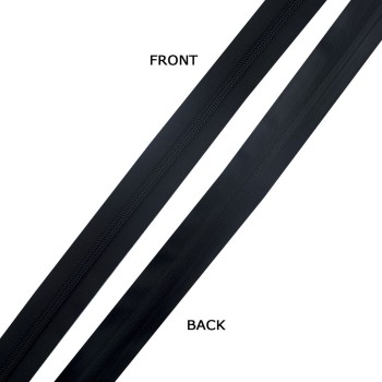 HAND® Black Textured Glossy PU Finishing Complete Sealed Waterproof Zipper for Active and Outdoor Jackets, Trousers and Waterproof Clothing and Bags - 1 Metre x 3 cm Continuous, Cut to Size