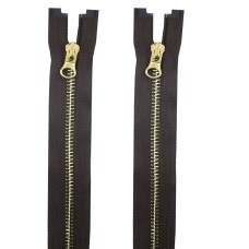 HAND® Chocolate Brown 2 PCs No.5 Brass Closed Ended Zipper 65cmL x 32mmW