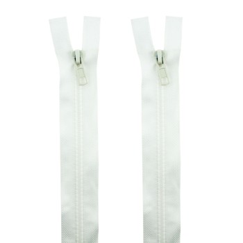 2 PCs No.5 White Plastic Open End Automatic Zips 65cmL x 33mmW