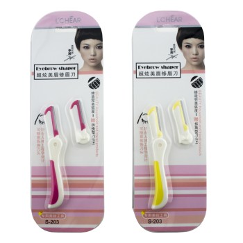 HAND® S-203 Pocket Sized Eyebrow and Facial Hair Trimmer Shaper with Folding Design and Spare Cutter Blade - Pack of 2 Sets