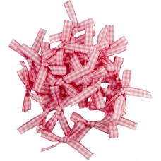 HAND® Pack of 30 Pink Pretty Gingham Check Ribbon Bow Embellishments - 45 x 35 mm (7g)