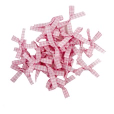 HAND® Pack of 30 Baby Pink Pretty Gingham Check Ribbon Bow Embellishments - 45 x 35 mm (7g)