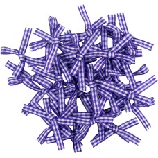 HAND® Pack of 30 Purple Pretty Gingham Check Ribbon Bow Embellishments - 45 x 35 mm (7g)