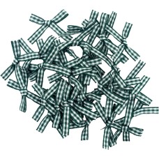 HAND® Pack of 30 Dark Green Pretty Gingham Check Ribbon Bow Embellishments - 45 x 35 mm (7g)