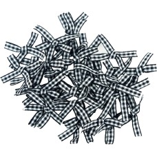 HAND® Pack of 30 Black Pretty Gingham Check Ribbon Bow Embellishments - 45 x 35 mm (7g)