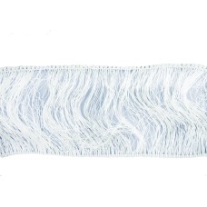 HAND® White Silky Fringe Thread Loop Trim Border for Clothing and Accessory Embellishment - 60 mm Wide - 3 Metres