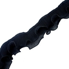 HAND® Black Nylon Frill Ruffle Elastic Trim 2 Layers - 70 mm Wide - 3 Metres