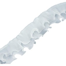 HAND® White Nylon Frill Ruffle Elastic Trim 2 Layers - 70 mm Wide - 3 Metres