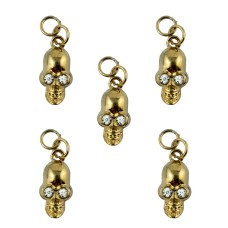 HAND® Gothic Chic Copper Gold Tone Skull Pendants Tassle Pulls with Crystal Eyes - 20 x 10 mm - Pack of 5