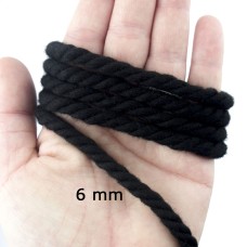 HAND® Black Rope Trim for Garment, Accessory and Soft Furnishing Embellishment - 6 mm Diameter - 3 Metres