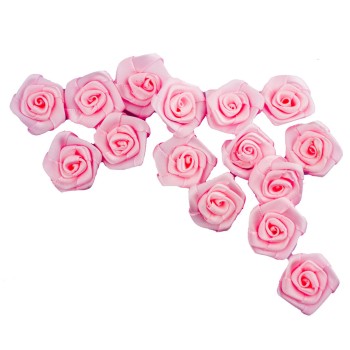 HAND® Baby Pink Large Pretty Rose Ribbon Trims for Clothing, Accessory and Soft Furnishings Embellishment - 28 mm - Pack of 15