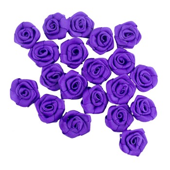HAND® Purple Medium Pretty Rose Ribbon Trims for Clothing, Accessory and Soft Furnishings Embellishment - 21 mm - Pack of 20
