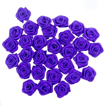 HAND® Purple Small Pretty Rose Ribbon Trims for Clothing, Accessory and Soft Furnishings Embellishment - 17 mm - Pack of 30